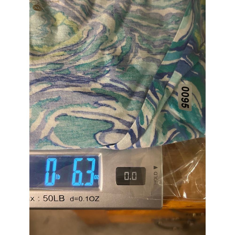 Lilly Pulitzer XL Blue Green Oyster Bay Pima Cotton Henley Top Palm Beach Chic - Picture 9 of 9